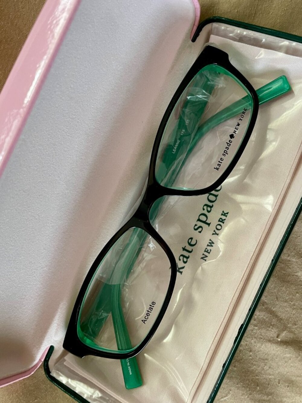 Kate Spade LEANNE Eyeglasses 1Y6 Black Green Acetate Frames NEW Unworn